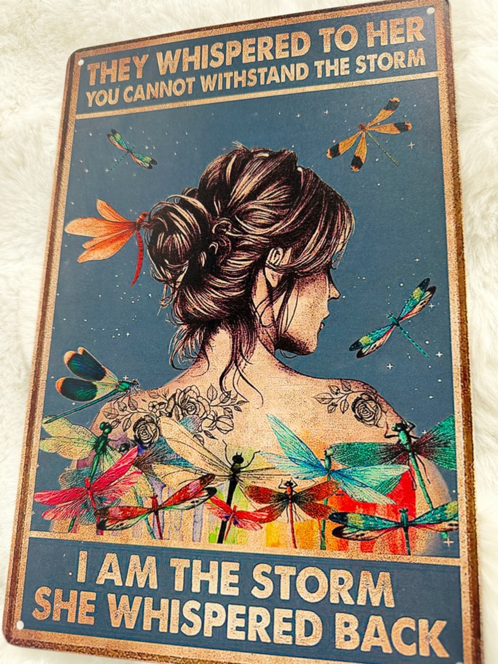 I Am The Storm Inspirational Blue Dragonfly Wall Poster - Picture 4 of 4